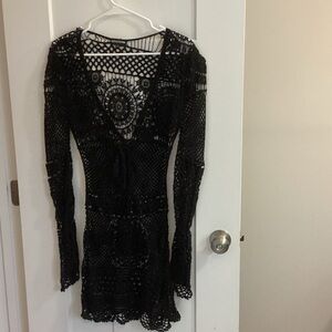 PrettyLittleThing Black Crochet Pattern Top